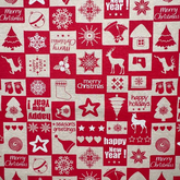 Salutations de Noël Rouge 80 % coton 20 % polyester 140 cm de large Tissu imprimé numériquement Crafty Cottons Idéal pour l'artisanat, la couture, le matelassage, les fanions, le patchwork